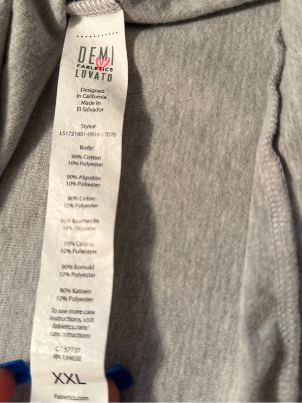 Fabletics Demi Lavato Gray Sloan Tee XXL Long Sleeve Shirt - Picture 9 of 11